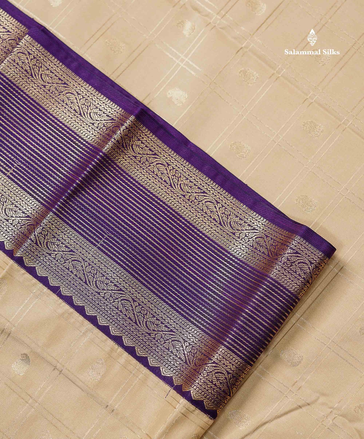 Light Rexona Zari Checks With Mango Butta Semi Silk Saree With Contrast Dark Maroon Traditional Border