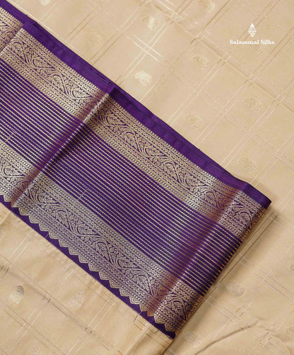Light Rexona Zari Checks With Mango Butta Semi Silk Saree With Contrast Dark Maroon Traditional Border