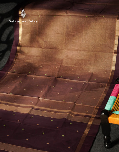 Beautiful Grey Thread Work Butta Handloom Pure Cotton Saree With Contrast Black Blouse