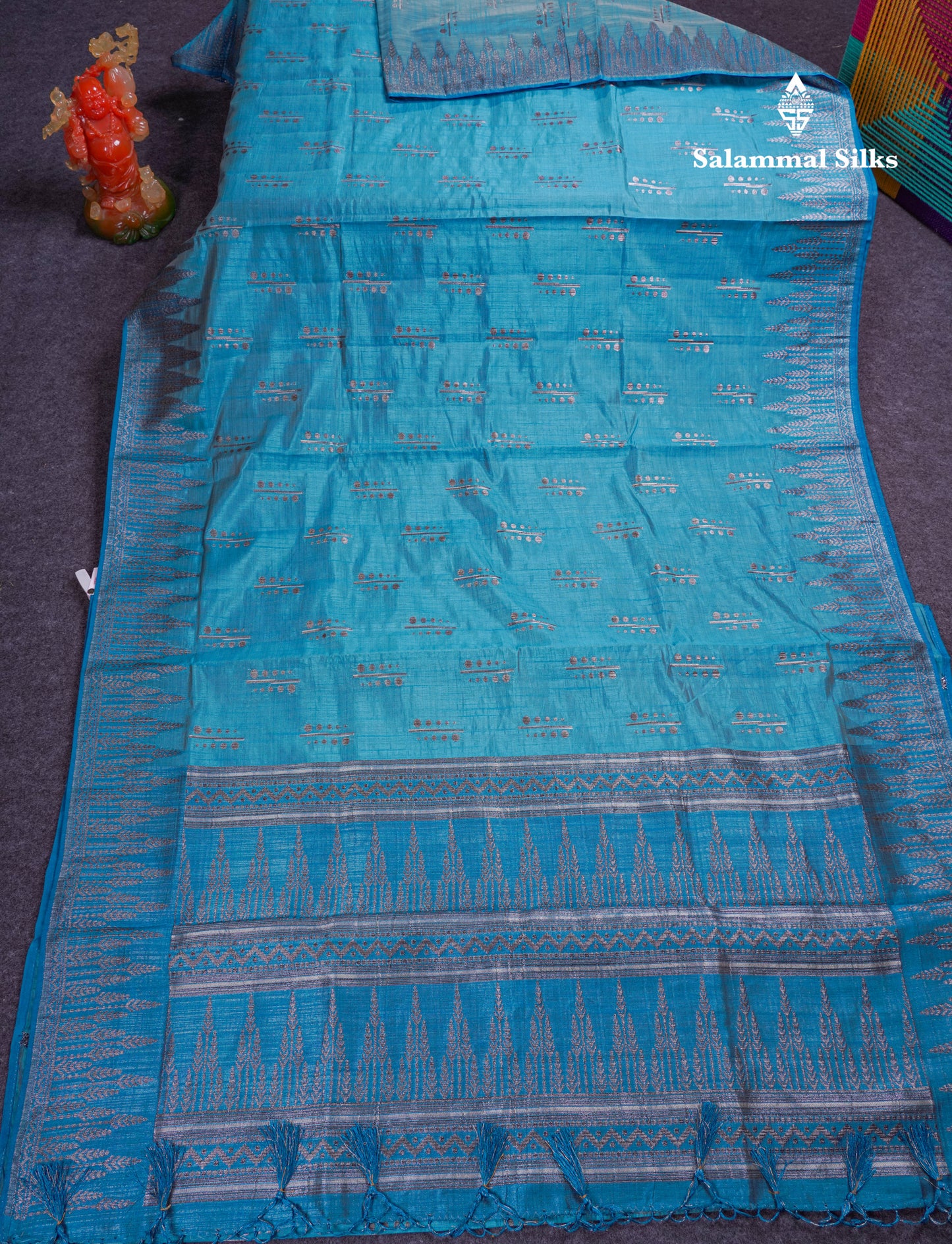 Beautiful Reddish Maroon Semi Raw Silk Saree With Fancy Border