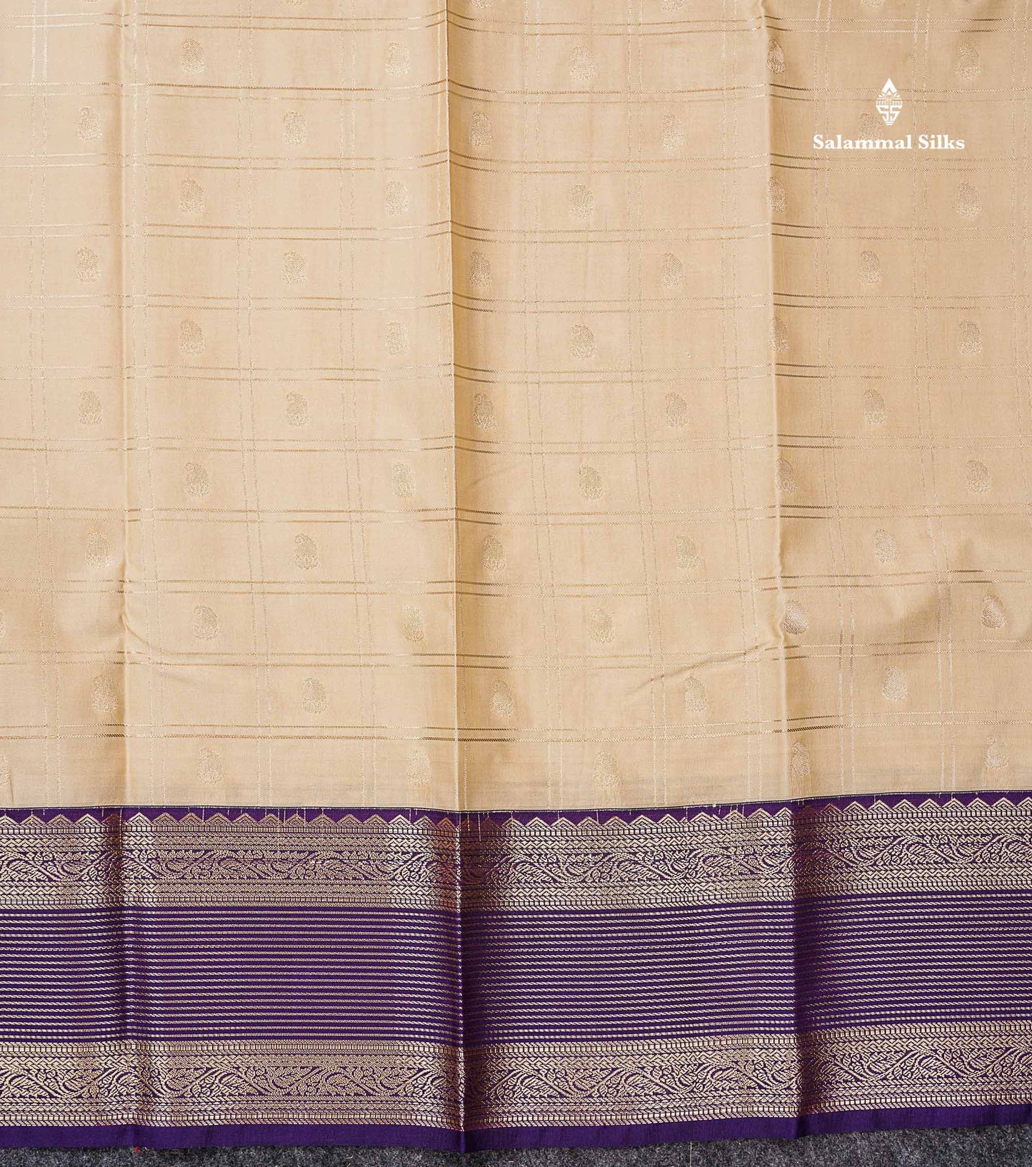 Light Rexona Zari Checks With Mango Butta Semi Silk Saree With Contrast Dark Maroon Traditional Border