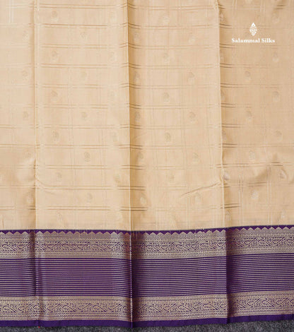 Light Rexona Zari Checks With Mango Butta Semi Silk Saree With Contrast Dark Maroon Traditional Border