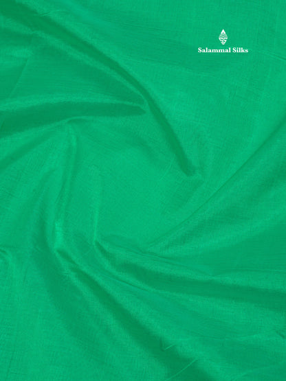 Saffire Green Plain Pure Silk Cotton Saree With Gold Zari Border
