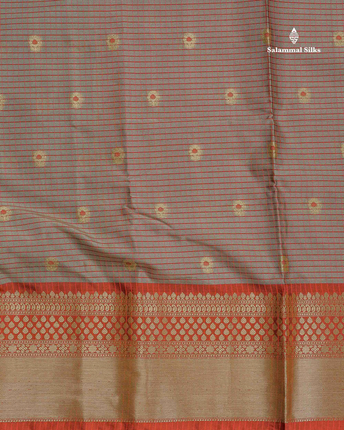 Semi Silk Saree - Light Chocolate Colour Body With Small Checks & Contrast Maroon Border