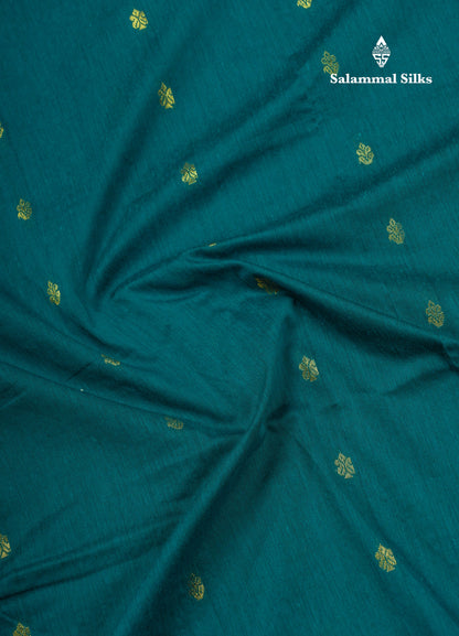Peacock Green Kalyani Cotton Saree With Contrast Mustard Yellow Border
