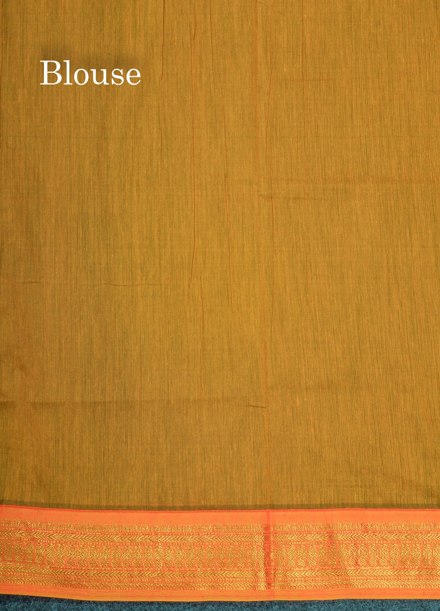 Peacock Green Kalyani Cotton Saree With Contrast Mustard Yellow Border