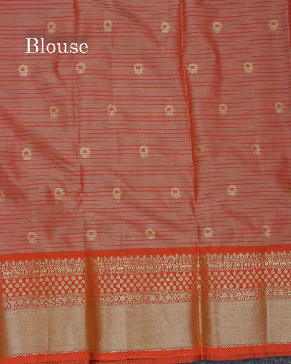 Semi Silk Saree - Light Chocolate Colour Body With Small Checks & Contrast Maroon Border