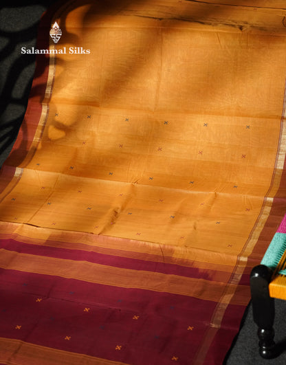Beautiful Grey Thread Work Butta Handloom Pure Cotton Saree With Contrast Black Blouse