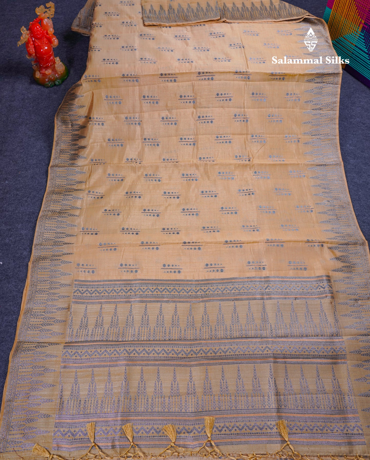 Beautiful Reddish Maroon Semi Raw Silk Saree With Fancy Border