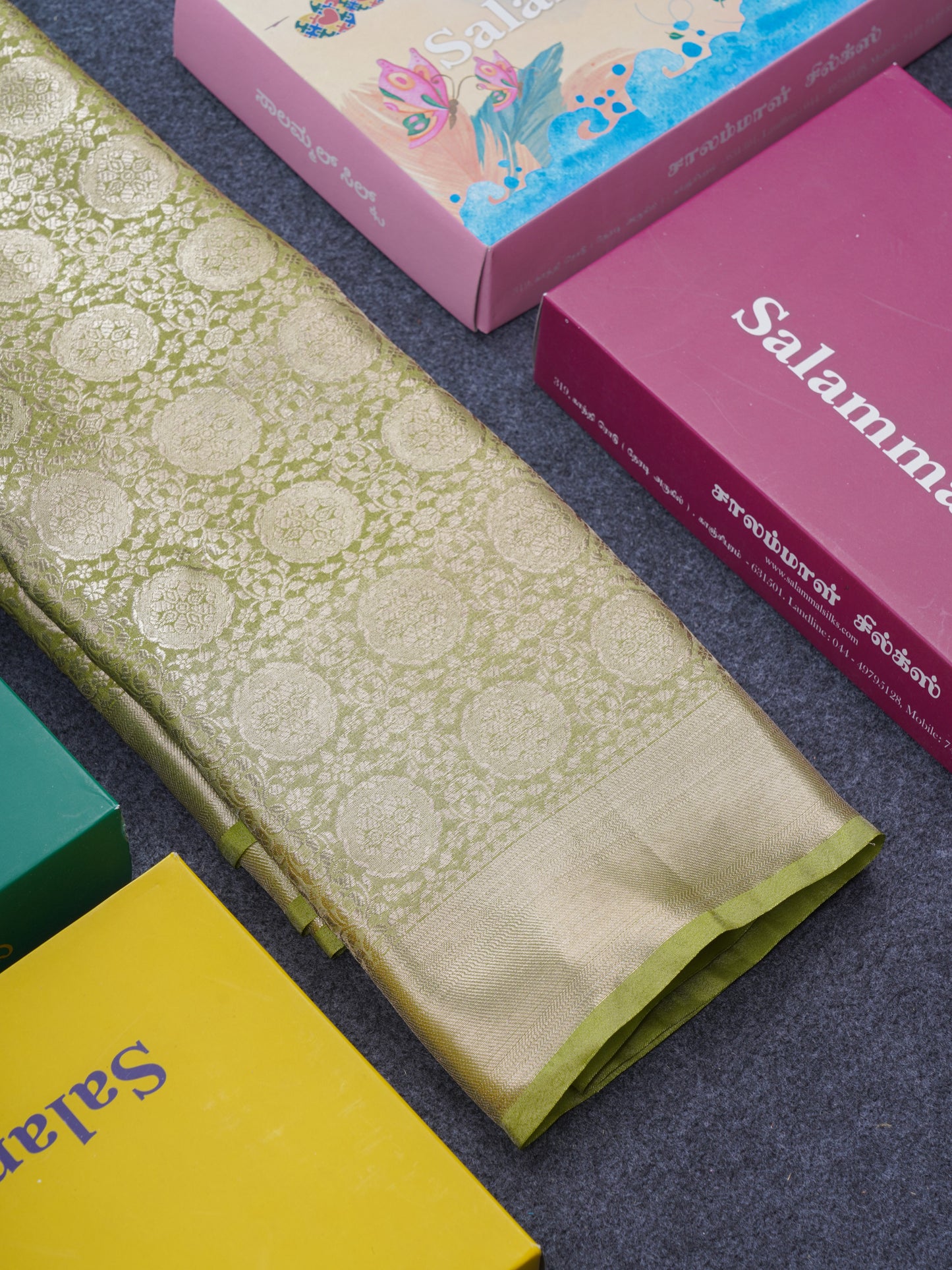 Beautiful Parrot Green Grand Tissue Banaras Fancy Saree With Self Border