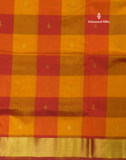 Paalum Pazham Checks Pure Silk Cotton Saree With Gold Zari Border