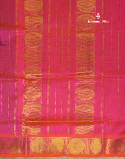 Bottle Green Pure Silk Cotton Saree With Contrast Mustard Yellow Traditional Border