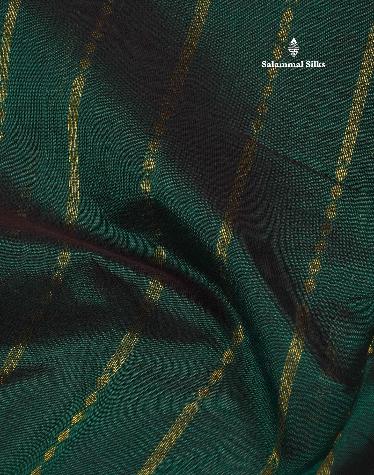 Bottle Green Pure Silk Cotton Saree With Contrast Mustard Yellow Traditional Border