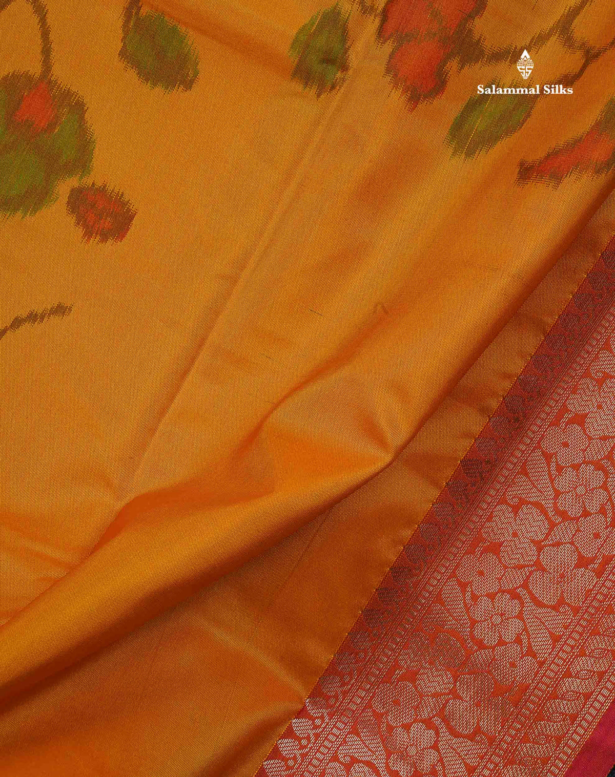 Semi Silk Saree - Mustard Yellow Colour Body Pochampally Design With Fancy Border