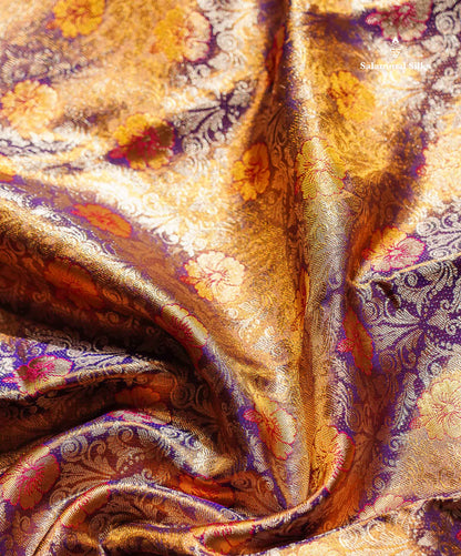 Beautiful Light Violet Tissue Bridal Pure Kanjivaram Silk Saree With Contrast Pink Traditional Evening Morning Border