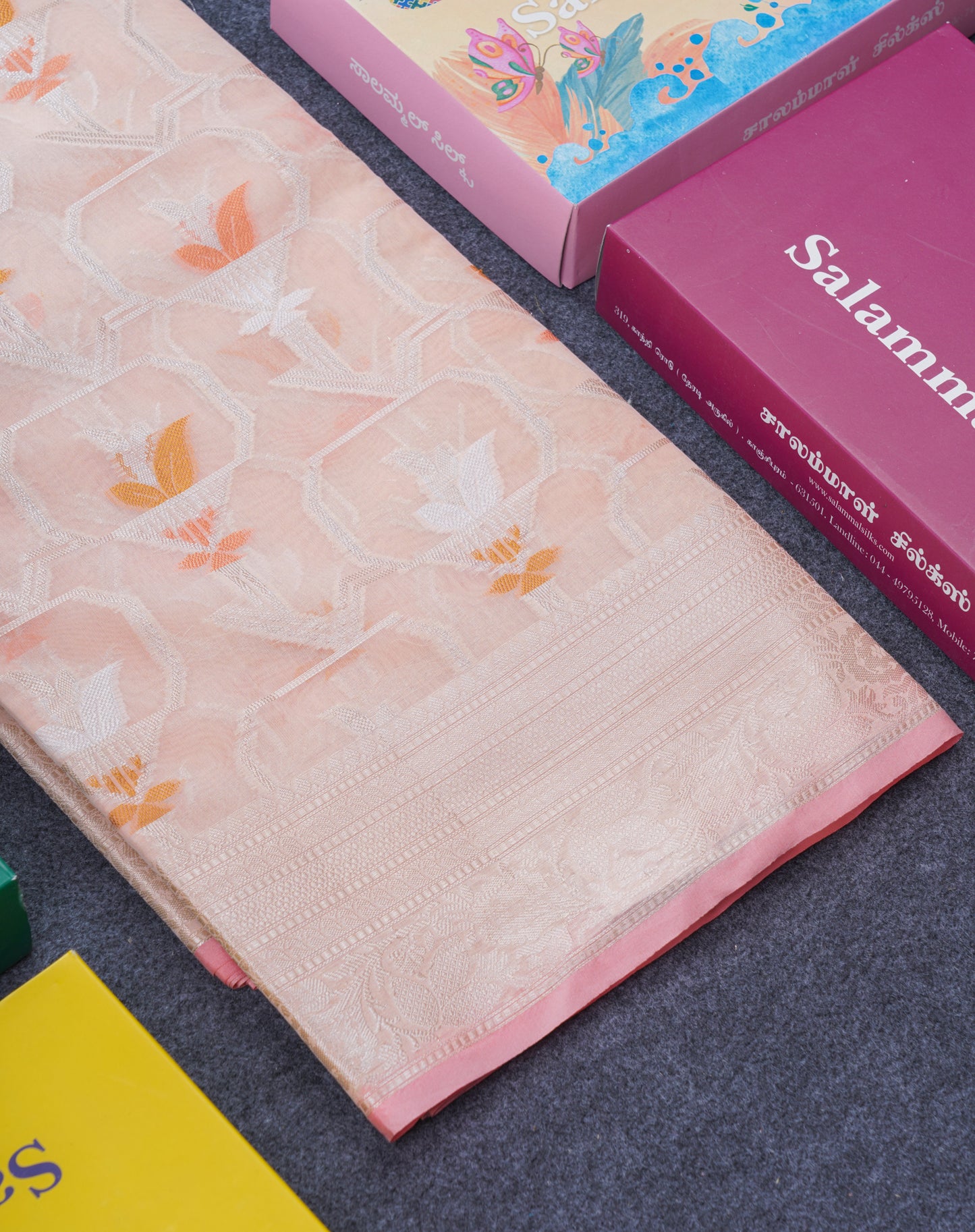 Light Peach Colour Cotton Mix Saree With Blouse