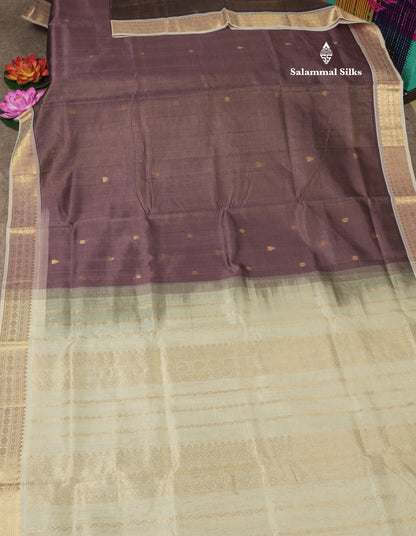 Chocolate Vairaoosi Pure Silk Cotton Saree With Traditional Gold Zari Border