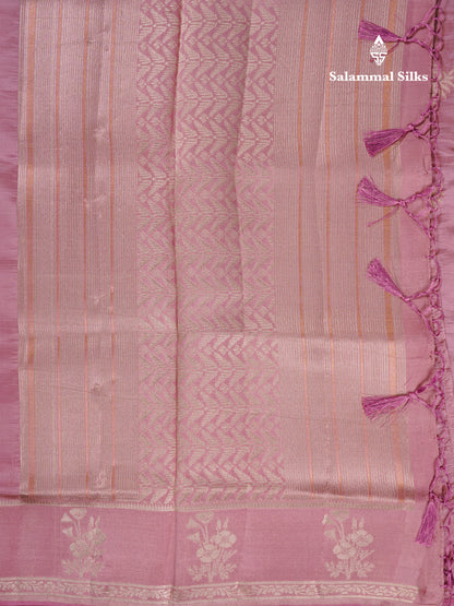 Beautiful Onion Pink Semi Raw Silk Saree With Fancy Border