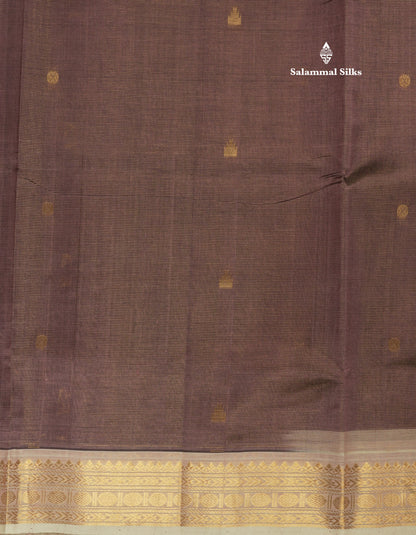 Chocolate Vairaoosi Pure Silk Cotton Saree With Traditional Gold Zari Border