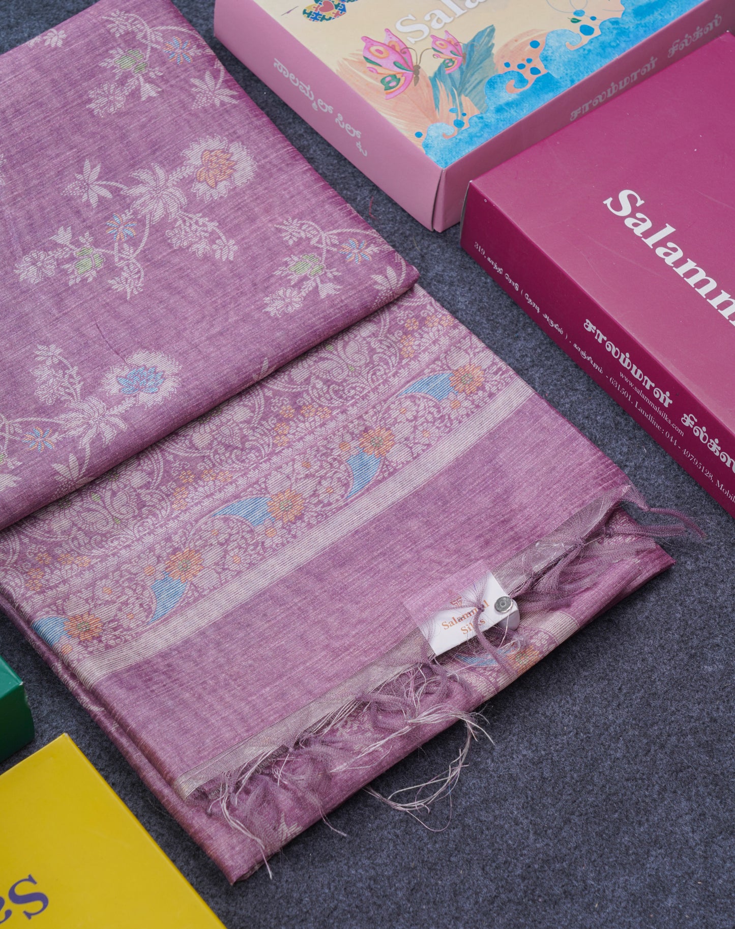Light Violet Cotton Mix Saree With Self Blouse