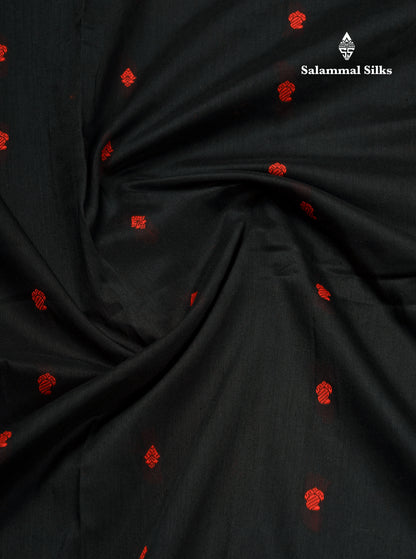 Black Kalyani Cotton Saree With Contrast Orange Border