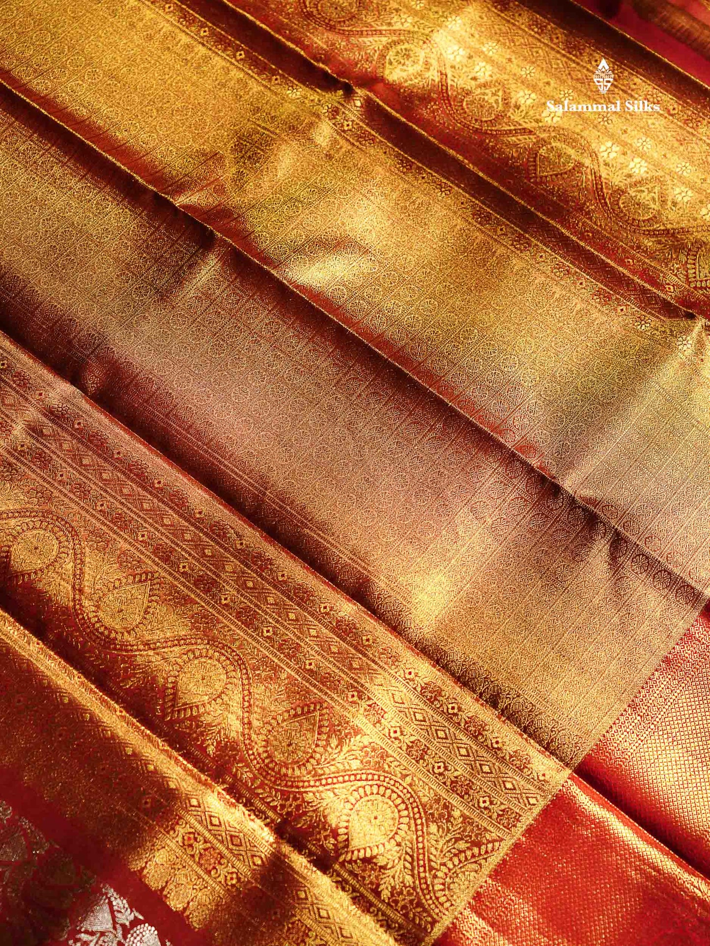 Beautiful Orange Tissue Bridal Pure Kanjivaram Silk Saree With Contrast Red Traditional Border