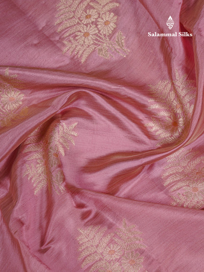 Beautiful Onion Pink Semi Raw Silk Saree With Fancy Border