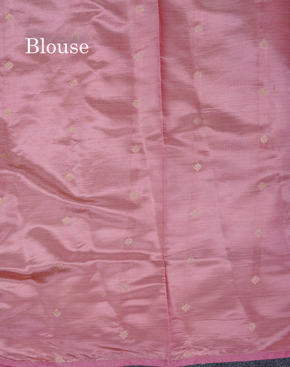 Beautiful Onion Pink Semi Raw Silk Saree With Fancy Border