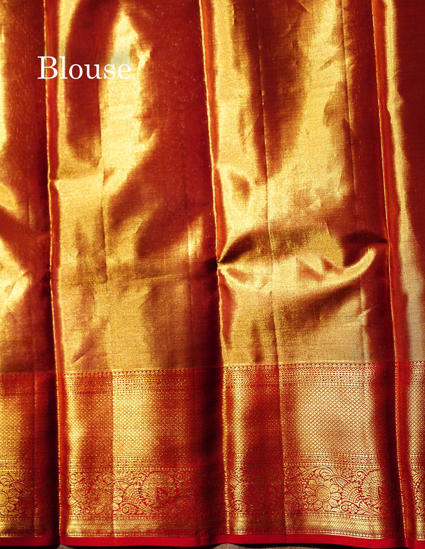 Beautiful Orange Tissue Bridal Pure Kanjivaram Silk Saree With Contrast Red Traditional Border