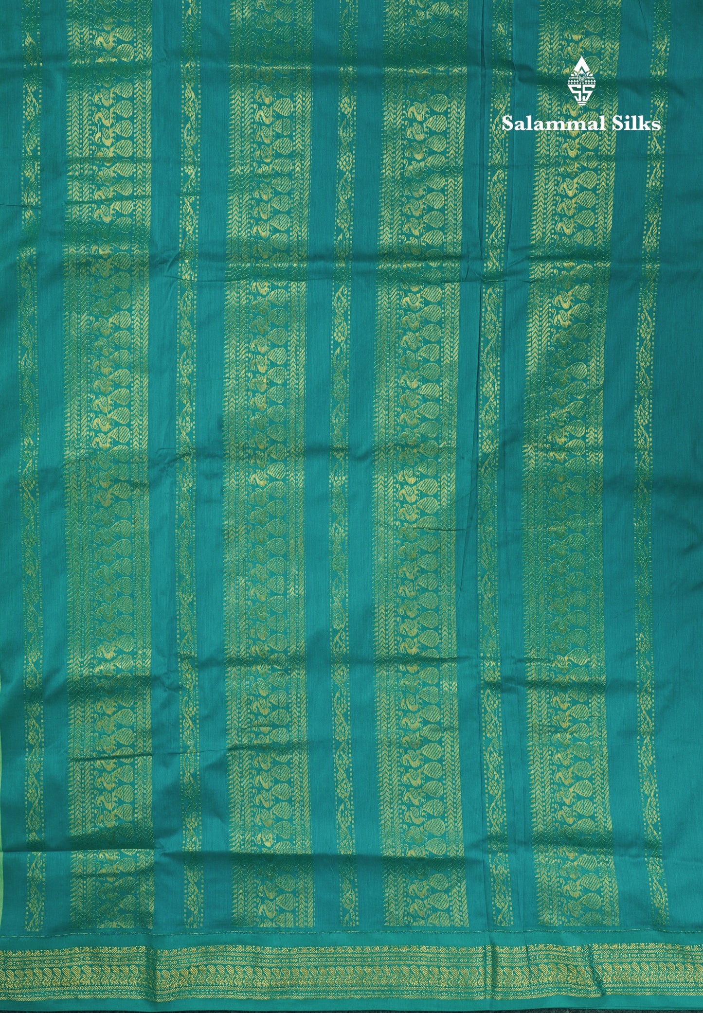 Light Green Kalyani Cotton Saree With Contrast Sapphire Green Border
