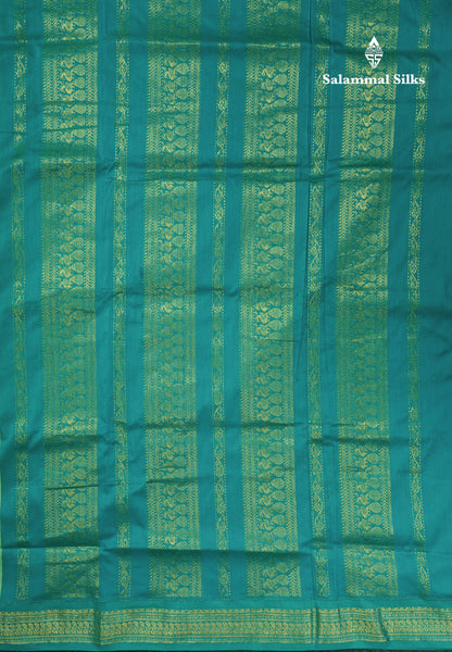 Light Green Kalyani Cotton Saree With Contrast Sapphire Green Border