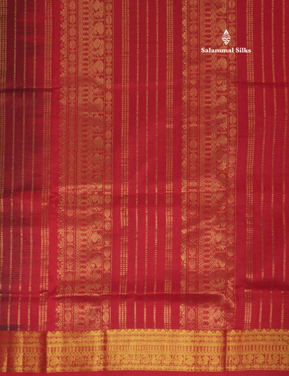 Grey Pure Silk Cotton Saree With Gold Zari Traditional Border