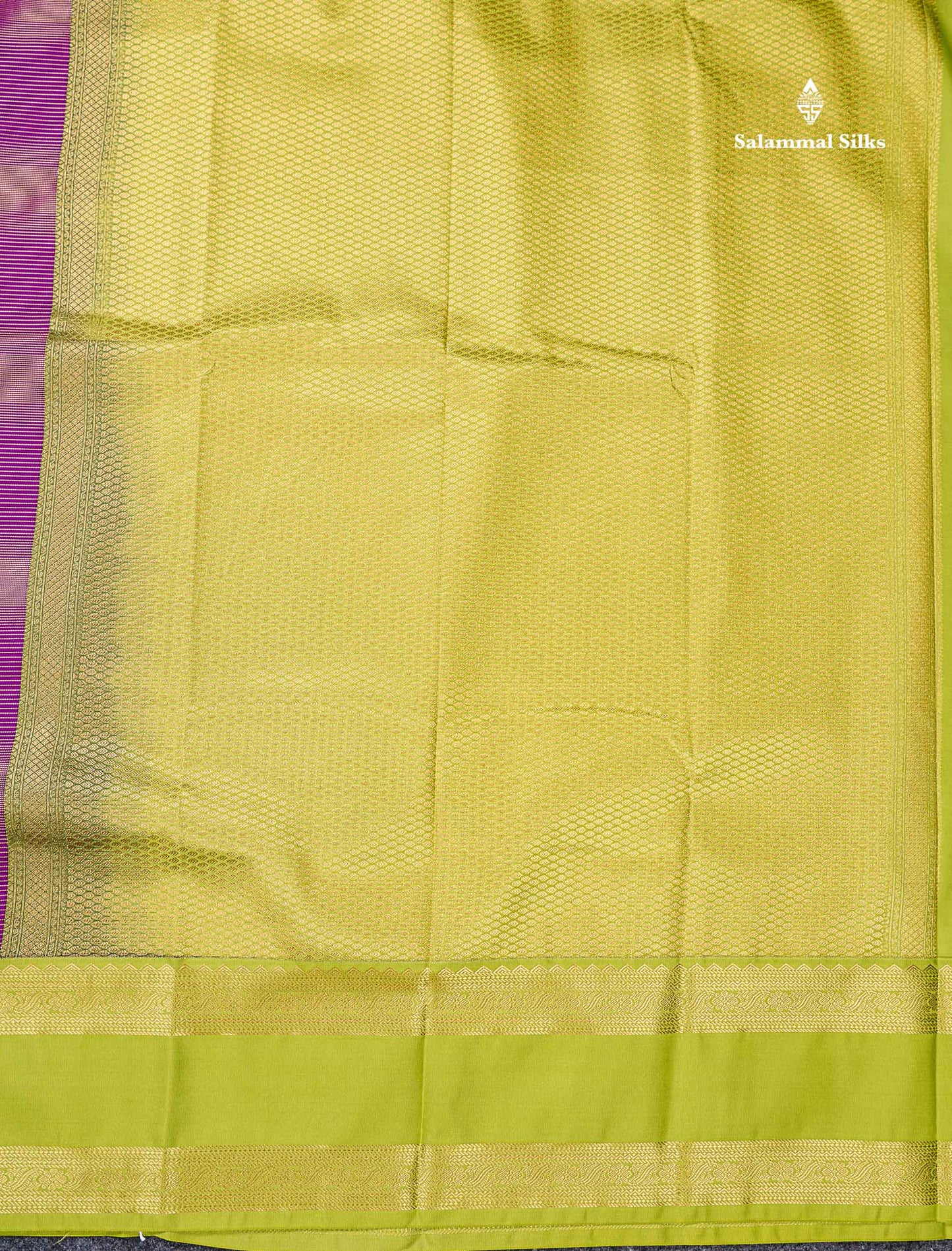 Magenta Alai Vaira Oosi Lines With Butta Semi Silk Saree With Contrast Parrot Green Traditional Gap Border