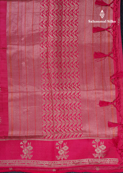 Beautiful Onion Pink Semi Raw Silk Saree With Fancy Border