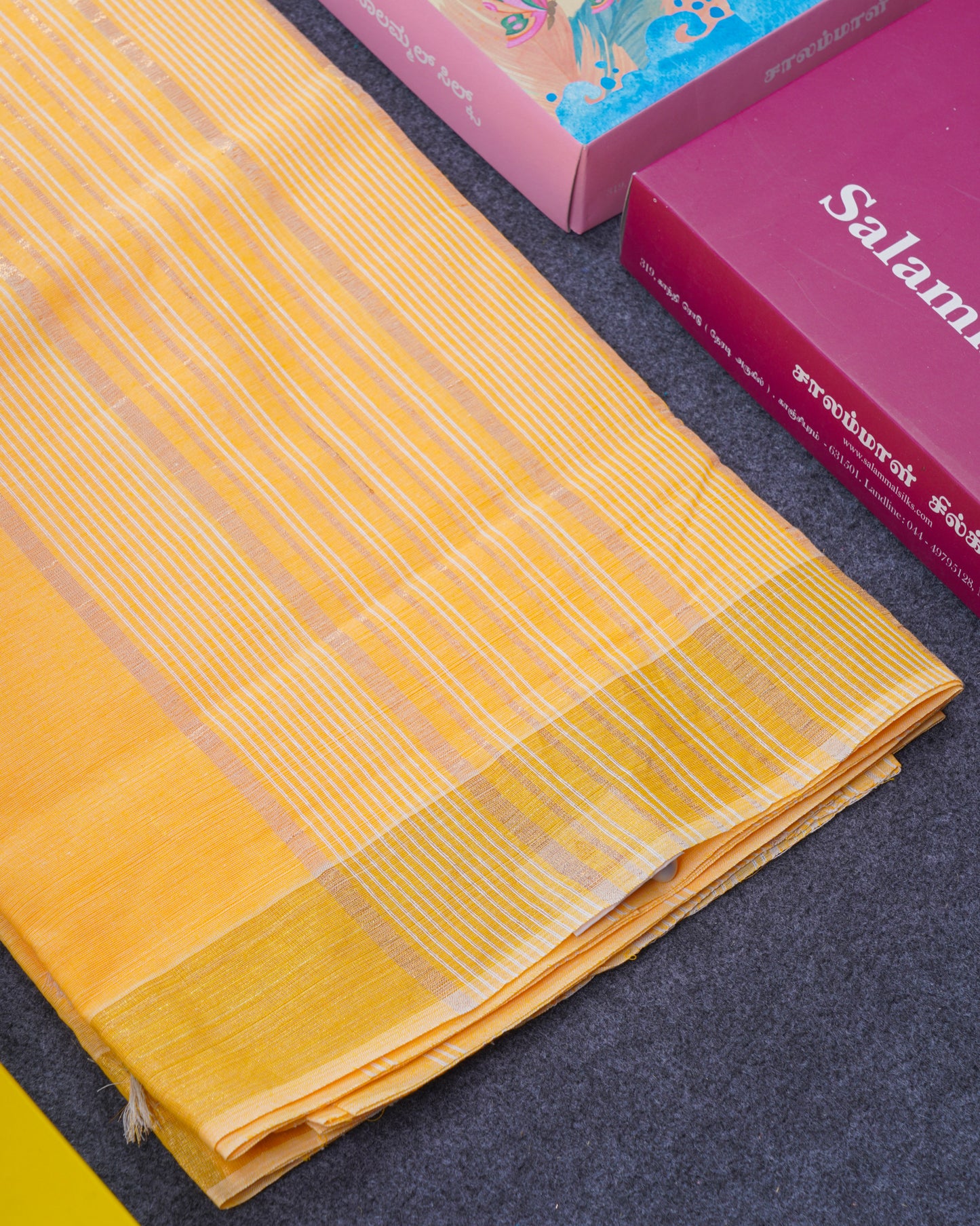 Light Orange Cotton Saree with Tissue Jari Border