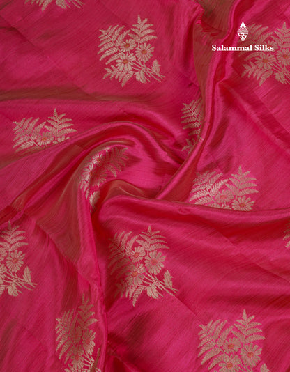 Beautiful Onion Pink Semi Raw Silk Saree With Fancy Border