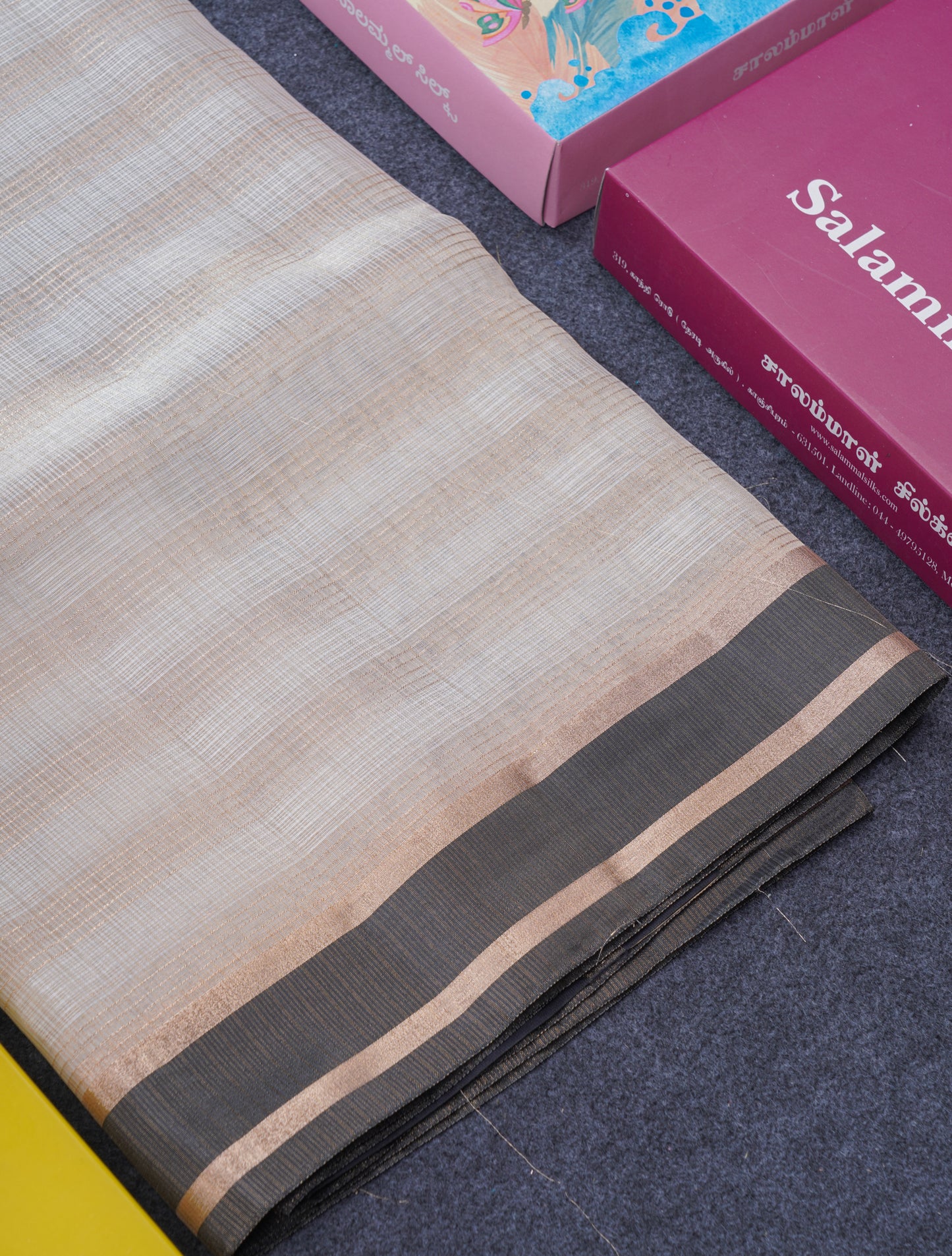 Kota Silk Saree Cream Sandal With Black Blouse