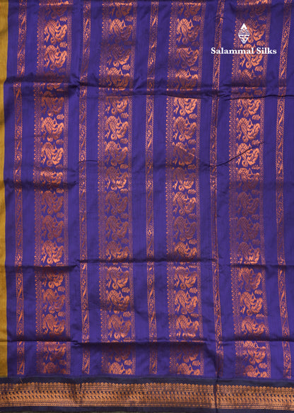 Mehandi Green Kalyani Cotton Saree With Contrast Violet Border