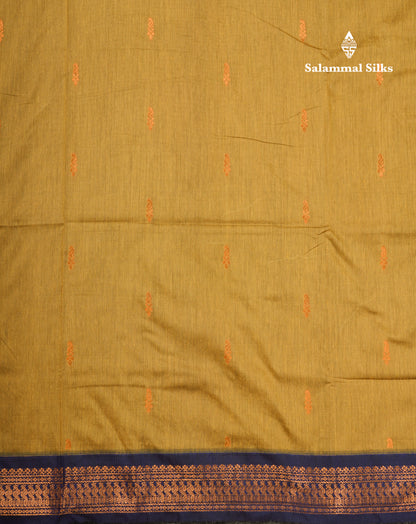 Mehandi Green Kalyani Cotton Saree With Contrast Violet Border