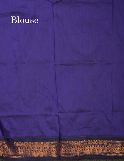 Mehandi Green Kalyani Cotton Saree With Contrast Violet Border