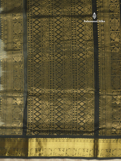 Half White Zari Checks Pure Silk Cotton Saree With Traditional Gold Zari Border