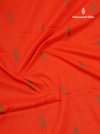 Orange Kalyani Cotton Saree With Contrast Green Border