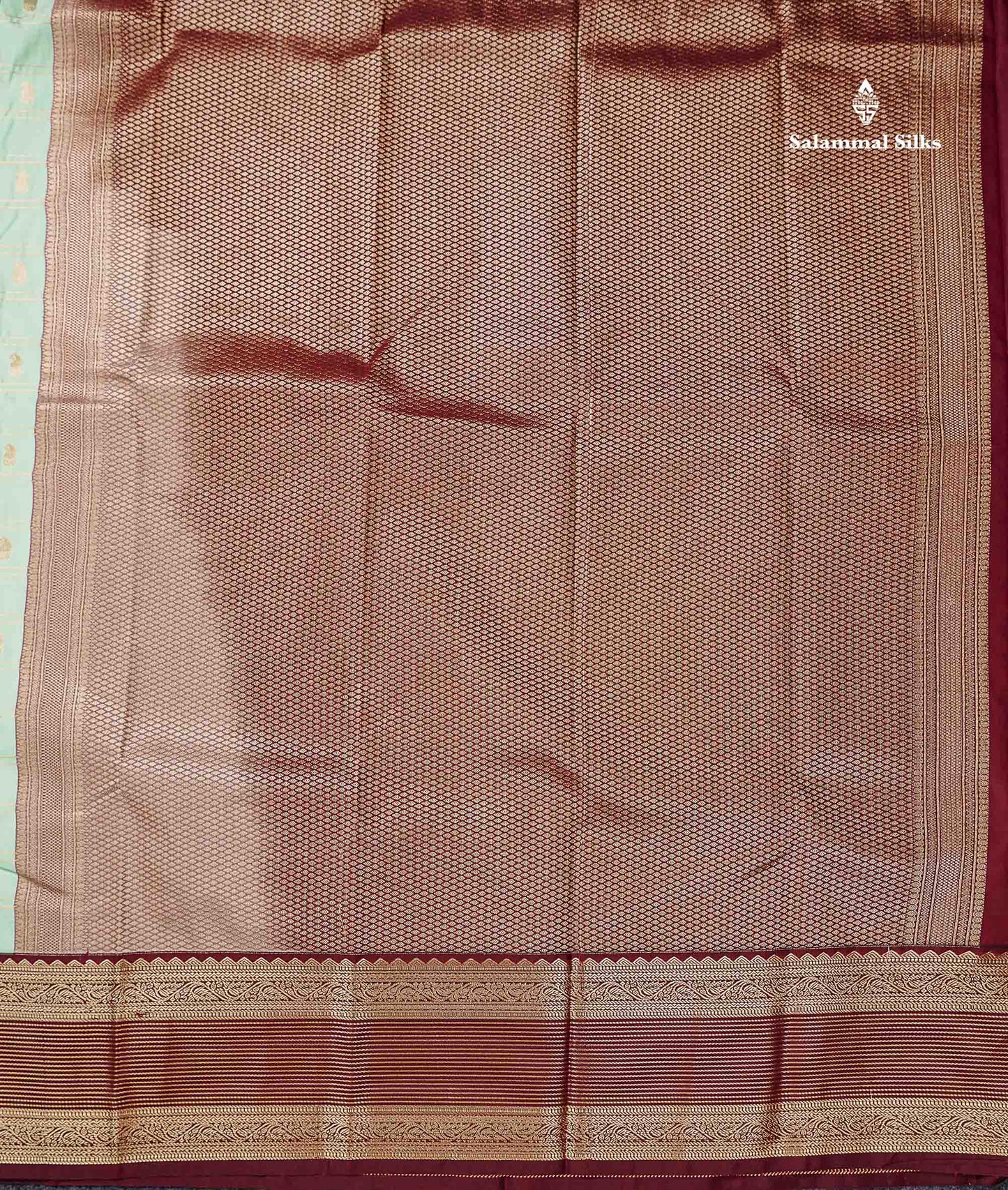 Light Rexona Zari Checks With Mango Butta Semi Silk Saree With Contrast Dark Maroon Traditional Border