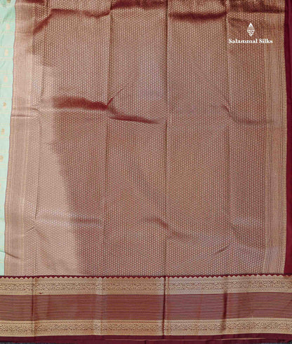 Light Rexona Zari Checks With Mango Butta Semi Silk Saree With Contrast Dark Maroon Traditional Border