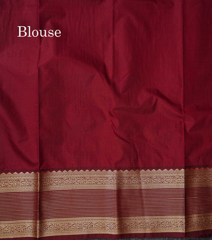 Light Rexona Zari Checks With Mango Butta Semi Silk Saree With Contrast Dark Maroon Traditional Border