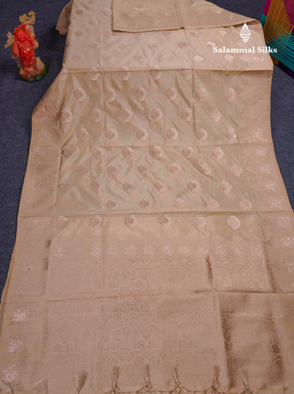 Beautiful Green Semi Raw Silk Saree With Fancy Border