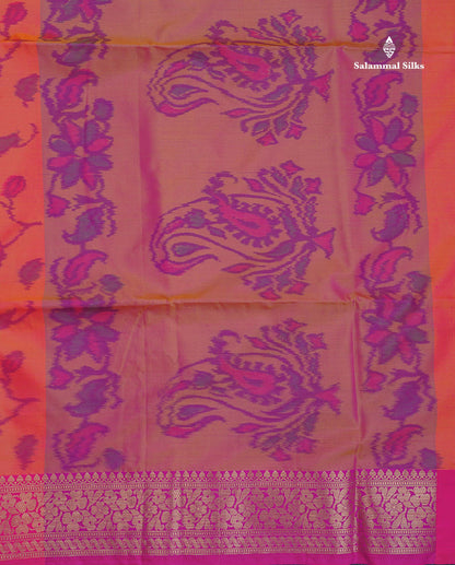 Semi Silk Saree - Mustard Yellow Colour Body Pochampally Design With Fancy Border