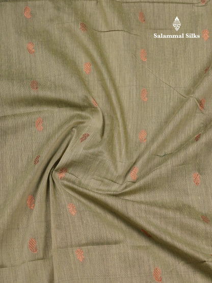 Moss Green Kalyani Cotton Saree With Contrast Bottle Green Border