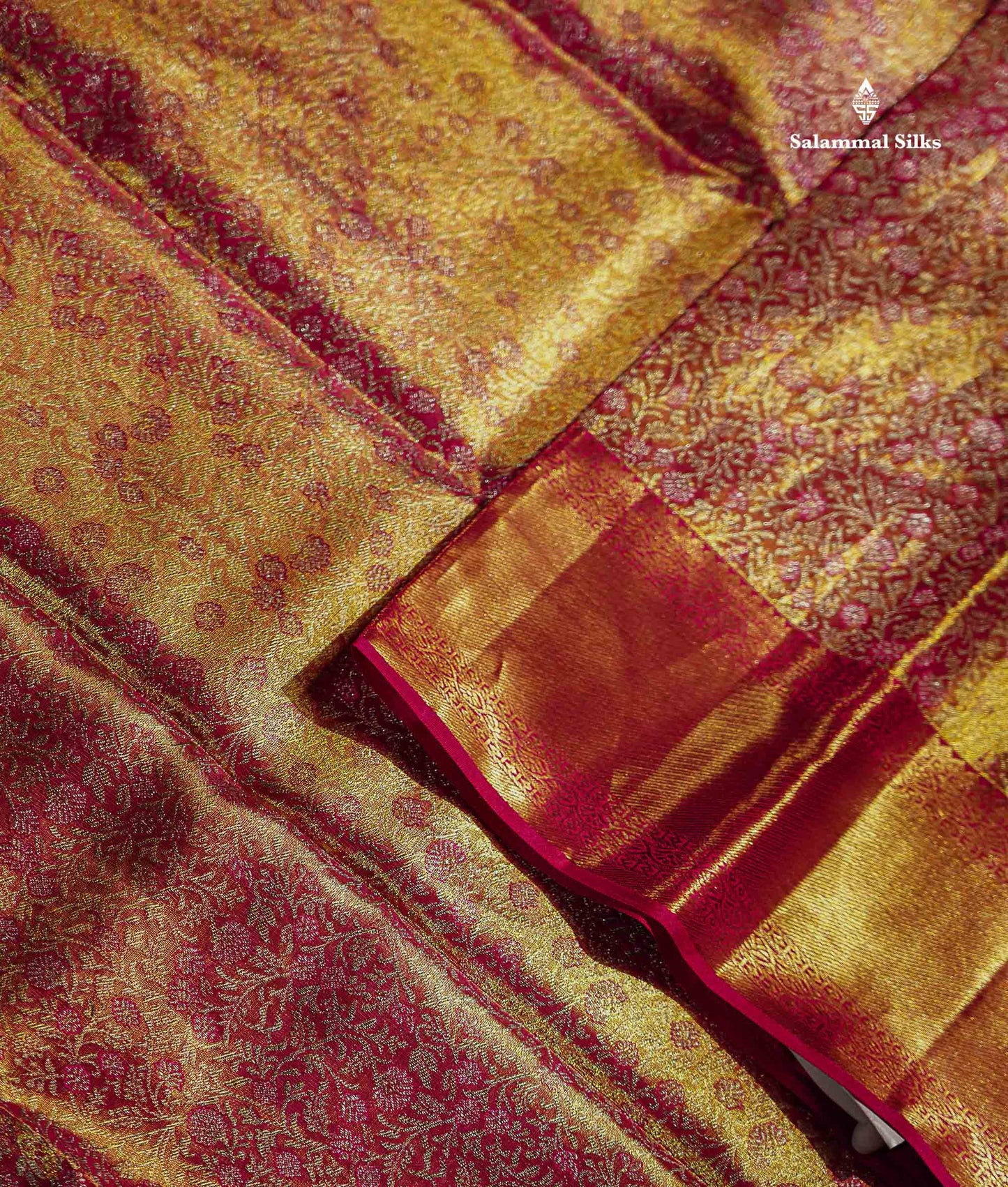 Beautiful Pink Tissue Bridal Pure Kanjivaram Silk Saree With Contrast Rani Pink Traditional Border