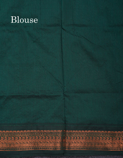 Moss Green Kalyani Cotton Saree With Contrast Bottle Green Border
